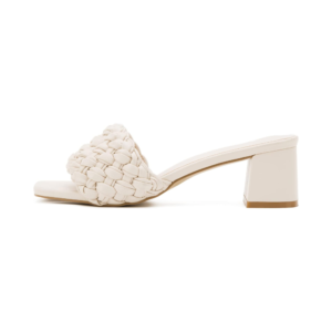Nude Braided Block Heel Mules