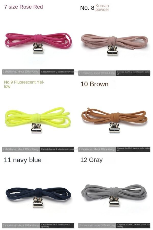 H18b341e90b304776a964d06517409b38n.jpg Convenient Elastic Shoelace No-Tie Easy Wear Metal Capsule Buckle Lazy Elastic No-Tie Metal Capsule Shoelace Buckle