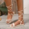 cce3e815-0b25-44f8-b75b-b7a258a93074.jpg Women's Versatile Simple Casual White Flat Roman Strap Sandals